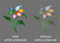 White ink: with white undercoat / without white undercoat