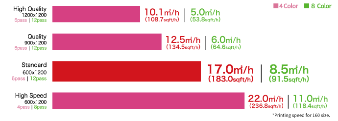 *Printing speed for 160 size.