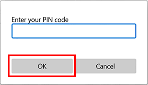 PIN code input OK screen_